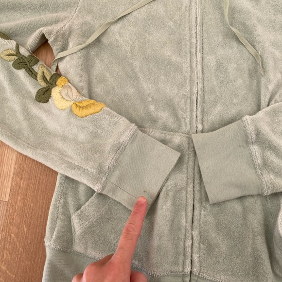 Juicy Couture Sweatsuit track suit seafoam green pastel floral RARE xs / p - Picture 7 of 12
